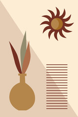 Abstract geometric shape background. Modern minimal boho style. Wall art printable contemporary aesthetic poster. Mid century minimalist print. Boho graphic natural colored wall art print.