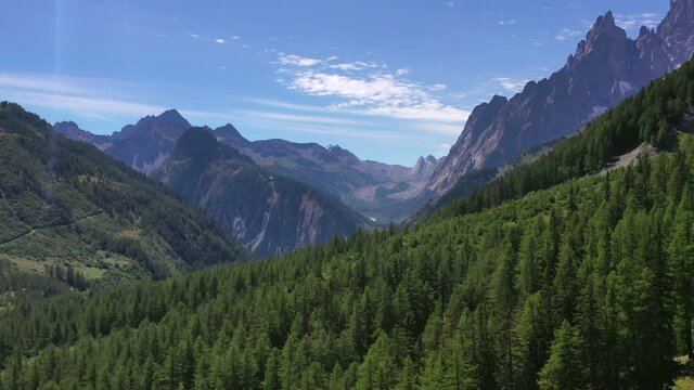 Aerial Val Ferret Valley Vista in Northern Italy Mont Blanc Region