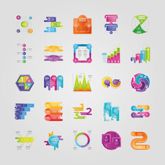 infographic set icons options, steps, strategy, planning business template