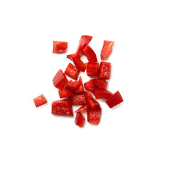 Sliced ​​red bell pepper isolated on a white background.