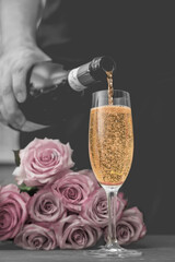 champagne and roses