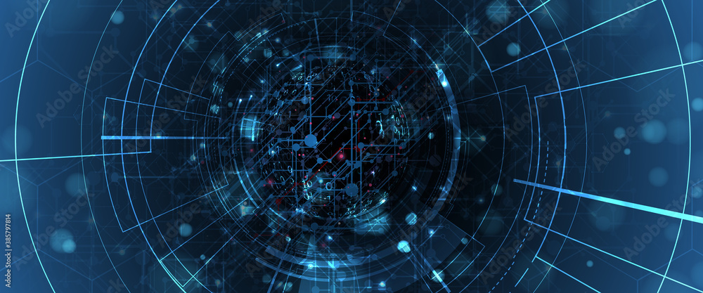 Wall mural abstract circuit board futuristic technology processing background