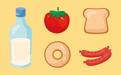 food set icons design, food eat restaurant and menu theme Vector illustration