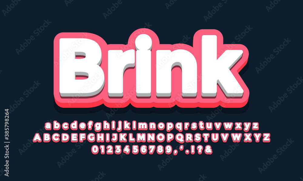 Fototapete pink soft dark with white 3d font effect or text effect design