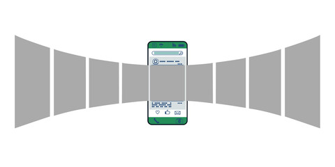 Smartphone carousel interface with social network. Template vector illustration. © Anatoly Stojko