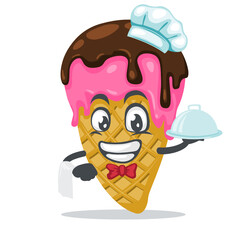 vector illustration of ice cream mascot or character