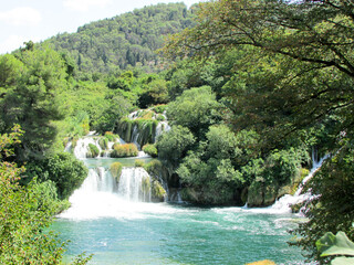 beautiful waterfall cascade landscape in krka national park, Croatia