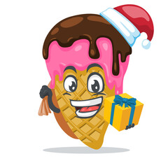 vector illustration of ice cream mascot or character