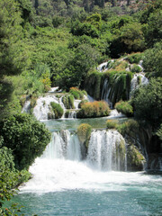 Fototapeta premium beautiful waterfall cascade landscape in krka national park, Croatia