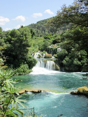 beautiful waterfall cascade landscape in krka national park, Croatia