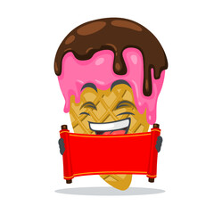 vector illustration of ice cream mascot or character