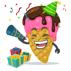 vector illustration of ice cream mascot or character