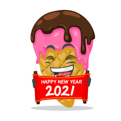 vector illustration of ice cream mascot or character