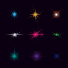Abstract image of lighting flare. Abstract blue background with stars.Explosion and stars. Vector EPS 10.