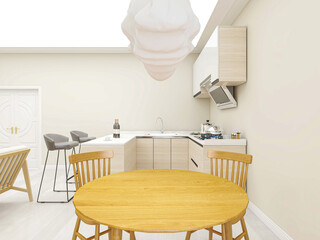 There are kitchenware, bar and so on in the modern open kitchen
