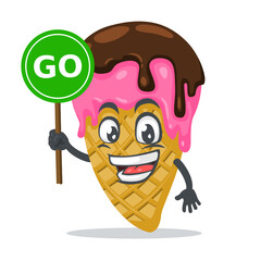 vector illustration of ice cream mascot or character