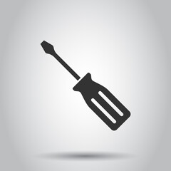 Screwdriver icon in flat style. Spanner key vector illustration on white isolated background. Repair equipment business concept.