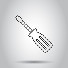 Screwdriver icon in flat style. Spanner key vector illustration on white isolated background. Repair equipment business concept.