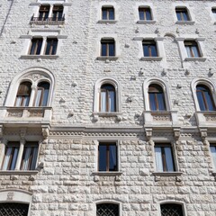 Fototapeta na wymiar Balconi e finestre. Architettura italiana del Novecento