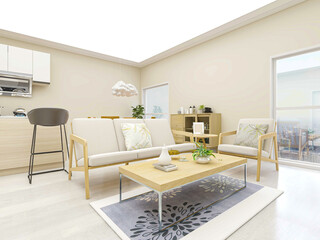 The modern and tidy living room has sofa, living room and other decorations