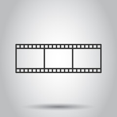 Film icon in flat style. Movie vector illustration on white isolated background. Play video business concept.