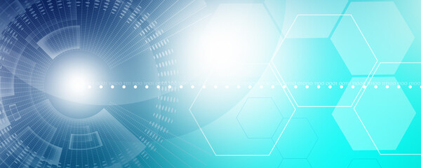 Blue abstract technology background with hexagons 