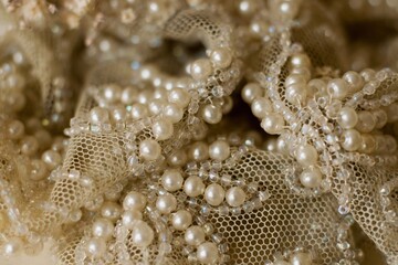 An Antique Wedding Dress Lace Closeup In The Vintage Mood And Style