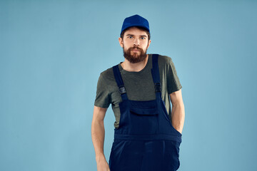 Man in working uniform emotions in life delivery service work