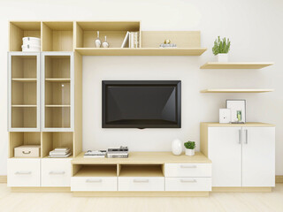 Fototapeta premium Nordic style fresh living room, there are sofa, TV, table and so on