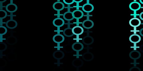 Fototapeta premium Dark Green vector backdrop with woman's power symbols.