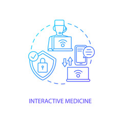 Interactive medicine concept icon. Telemedicine services types. Online medicine treatment. Future health care idea thin line illustration. Vector isolated outline RGB color drawing