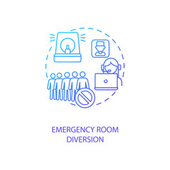 Emergency room diversion concept icon. Telemedicine advantages. Pros of future online tele medicine technologies idea thin line illustration. Vector isolated outline RGB color drawing