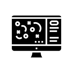 strategy on computer screen glyph icon vector. strategy on computer screen sign. isolated contour symbol black illustration