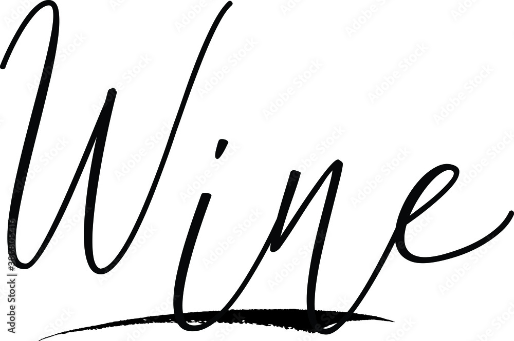 Fototapete winecursive calligraphy white color text on black background