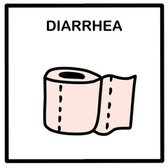 Diarrhea hand drawn vector illustration icon in cartoon doodle style covid-19 coronavirus symptom