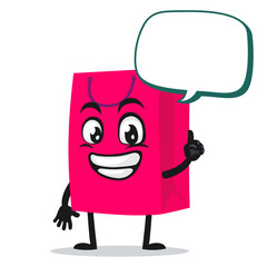 vector illustration of shopping bag character or mascot