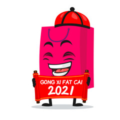 vector illustration of shopping bag character or mascot