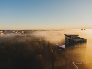 Sunrise Fog Haze Mist Morning Town 