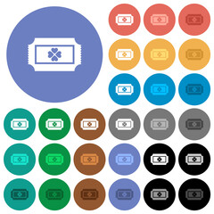 Lottery ticket round flat multi colored icons