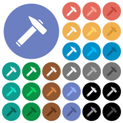 Old hammer round flat multi colored icons