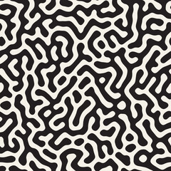 Vector seamless trendy pattern. Monochrome organic shapes texture. Abstract rounded messy lines stylish background.