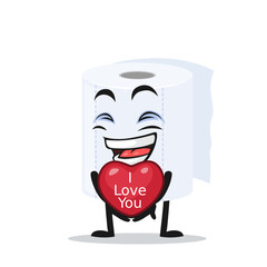 vector illustration of roll toilet paper mascot or character