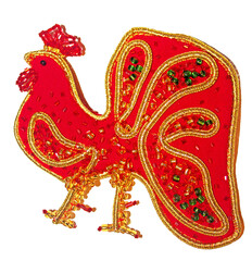 Christmas decorations red cock on a white background