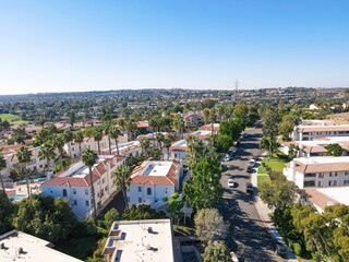 Fototapeta premium Aerial view of houses and condos in Carlsbad, North County San Diego, California, USA.