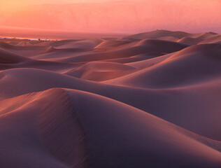 Scenic view of sand dunes during sunset in Death Valley
