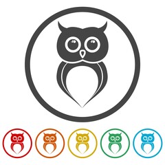Owl ring icon, color set