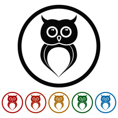 Owl ring icon, color set