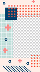 Memphis style story template. Geometric memphis business frame media with place for photo. Vector illustration