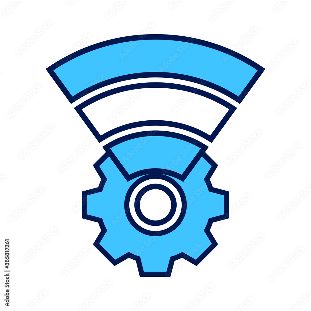 Poster setting icon. setting with wireless connection symbol. concept of network connection . vector illust