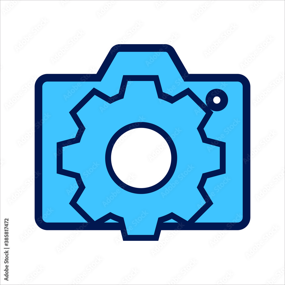 Poster setting icon. setting with camera symbol. concept of camera setting / multimedia . vector illustrati